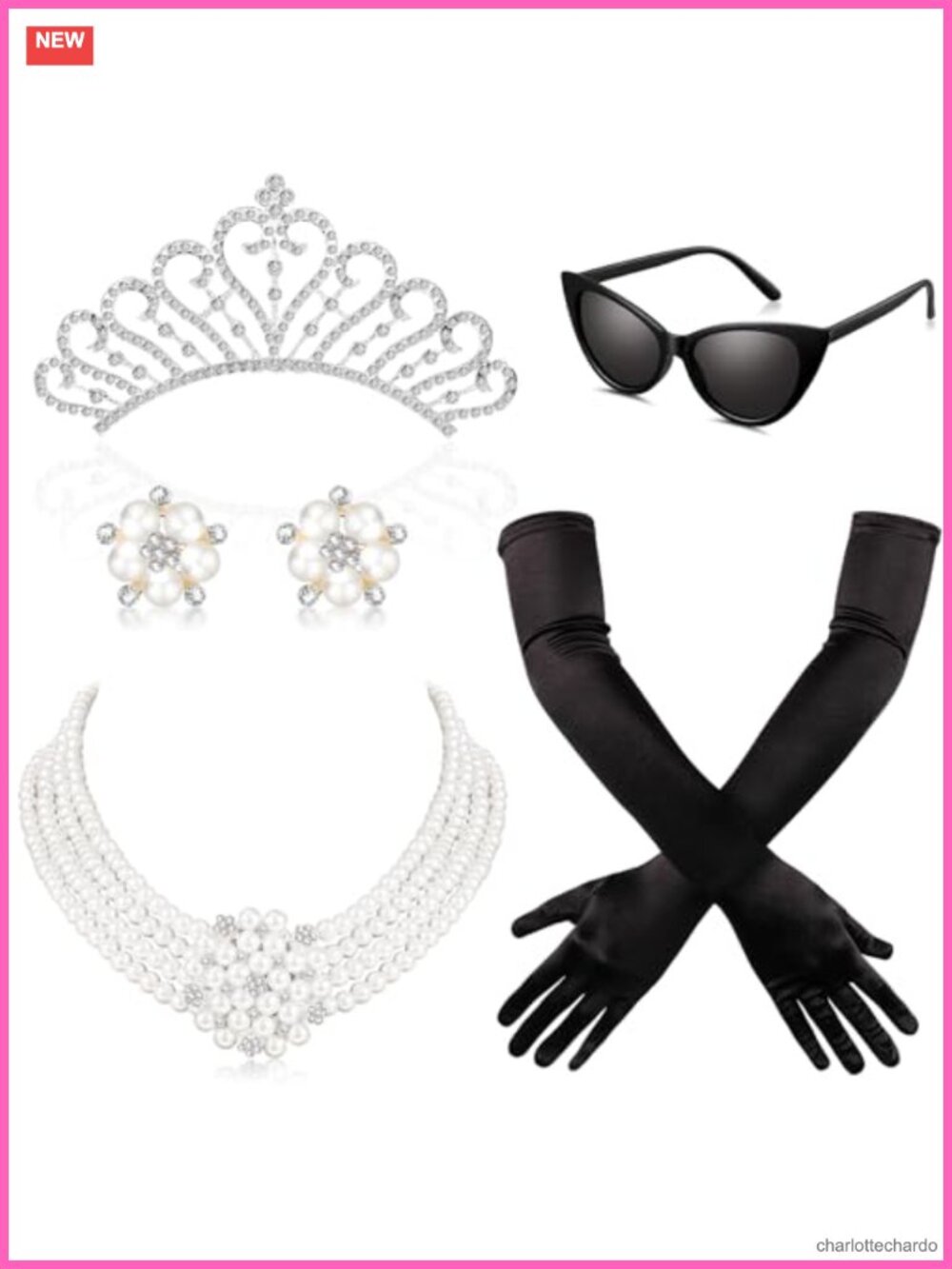 6 Pcs 1920s Flapper Accessory Set Pearl Necklace Sunglasses